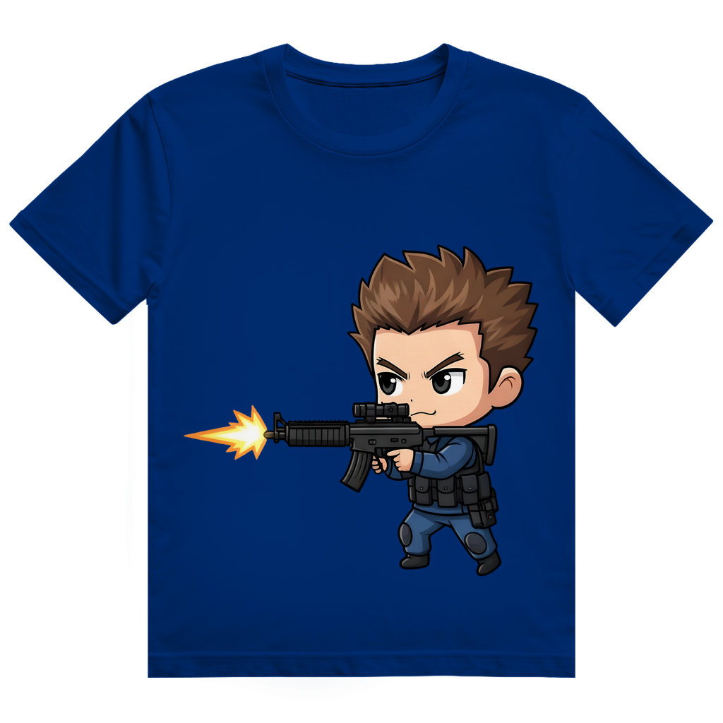 Herren Heavy Cotton T-Shirt Soldier Police Counter Strike Chibiki
