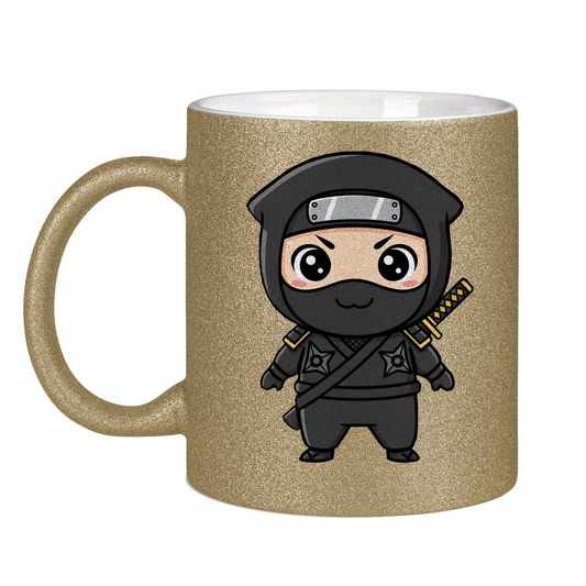 Glitzertasse Ninja Chibiki Shinobi black