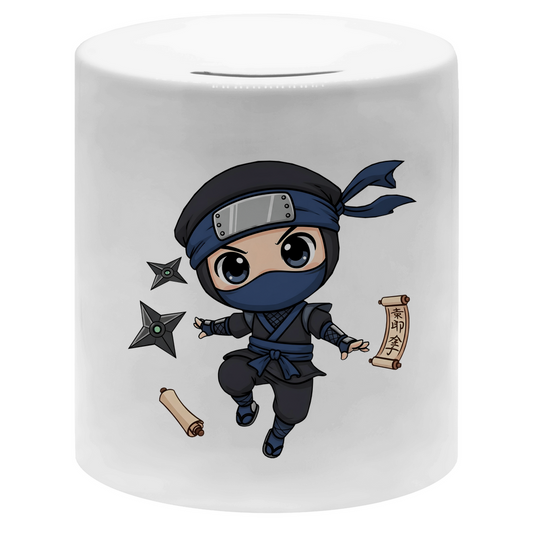 Money box Ninja Chibiki Shinobi scrolls and shuriken