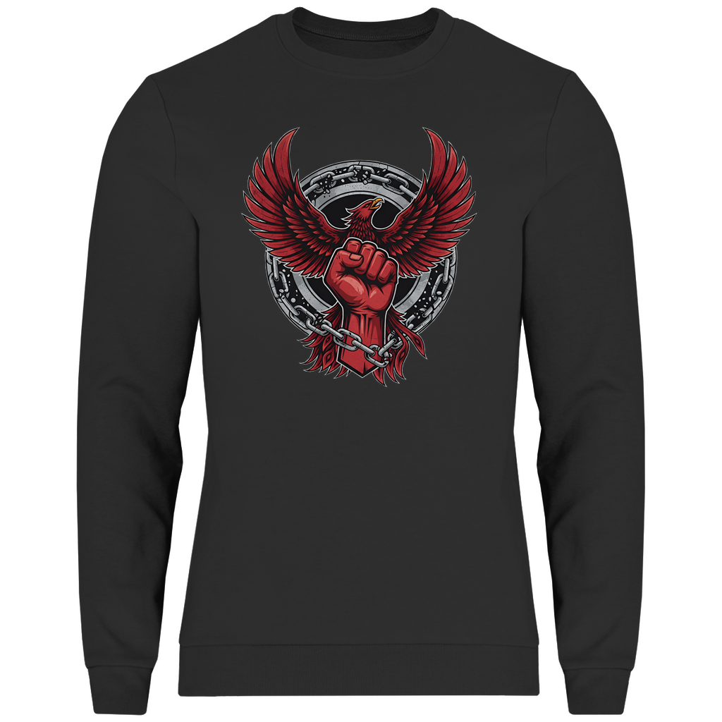 Herren Sweatshirt Red Fist and Eagle Rebel Comic Motive