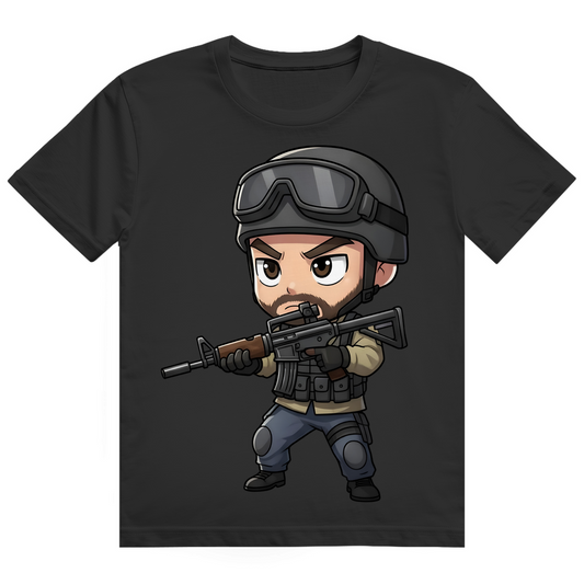 Herren Heavy Cotton T-Shirt Soldier Police Counter Strike Chibiki Special Force