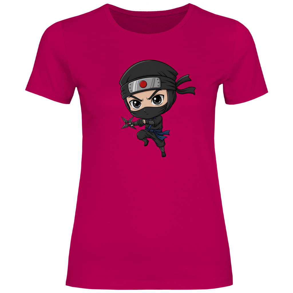 Damen T-Shirt Ninja Chibiki Shinobi with Shuriken