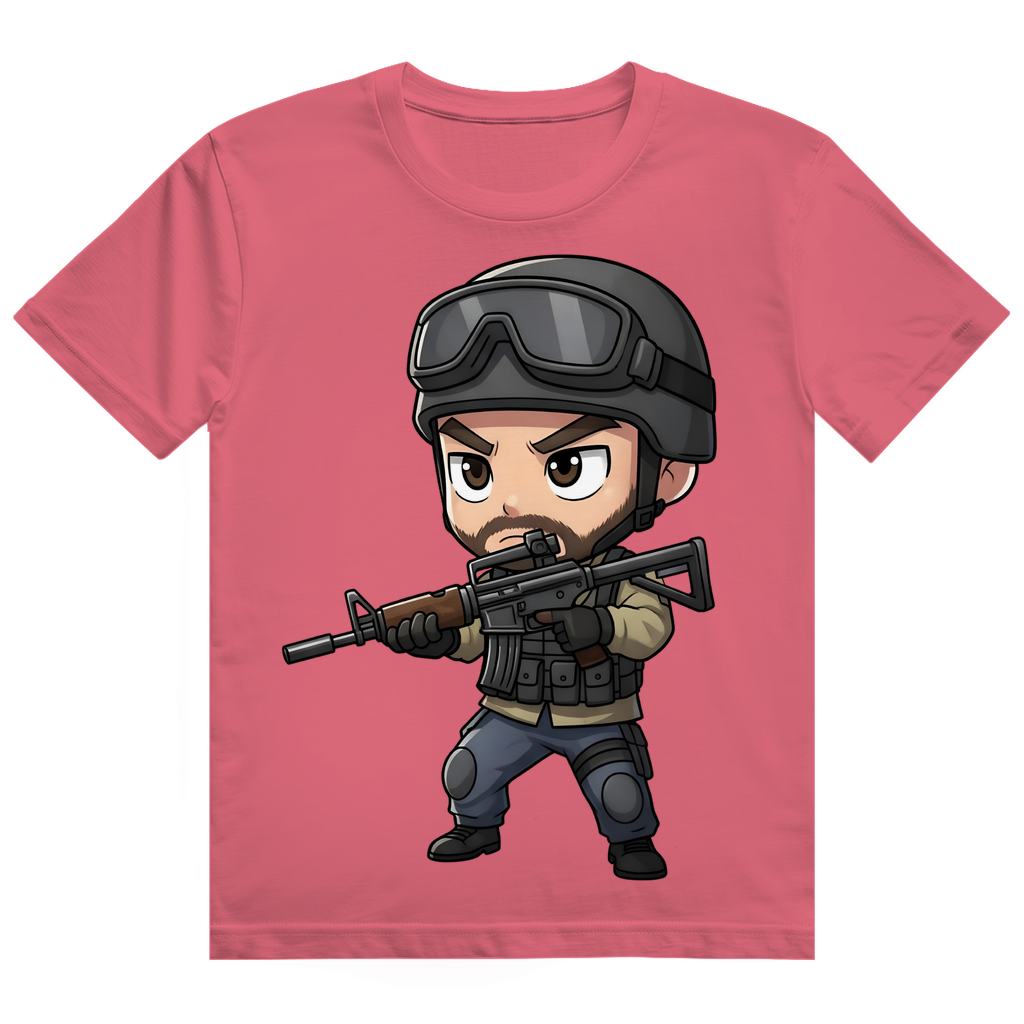 Herren Heavy Cotton T-Shirt Soldier Police Counter Strike Chibiki Special Force