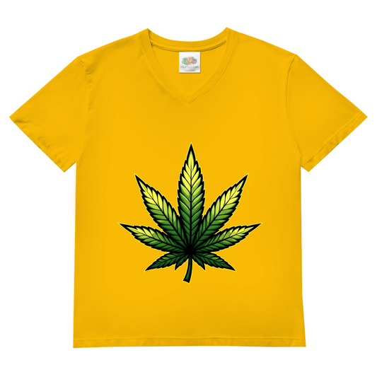 Herren Basic V-Neck T-Shirt Cannabis Logo