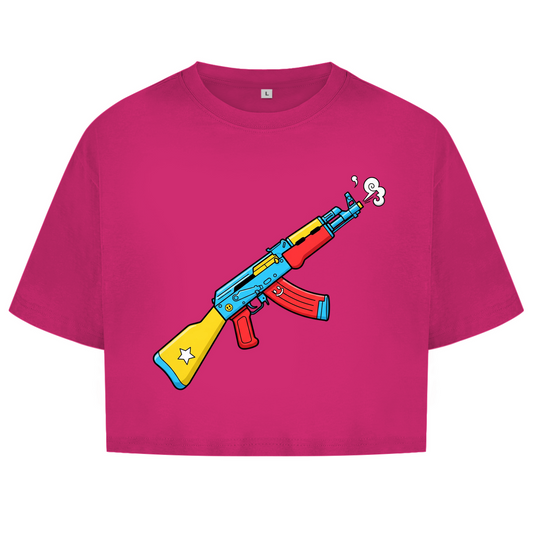 Damen Oversize Crop Top AK47 Freestyle Skin