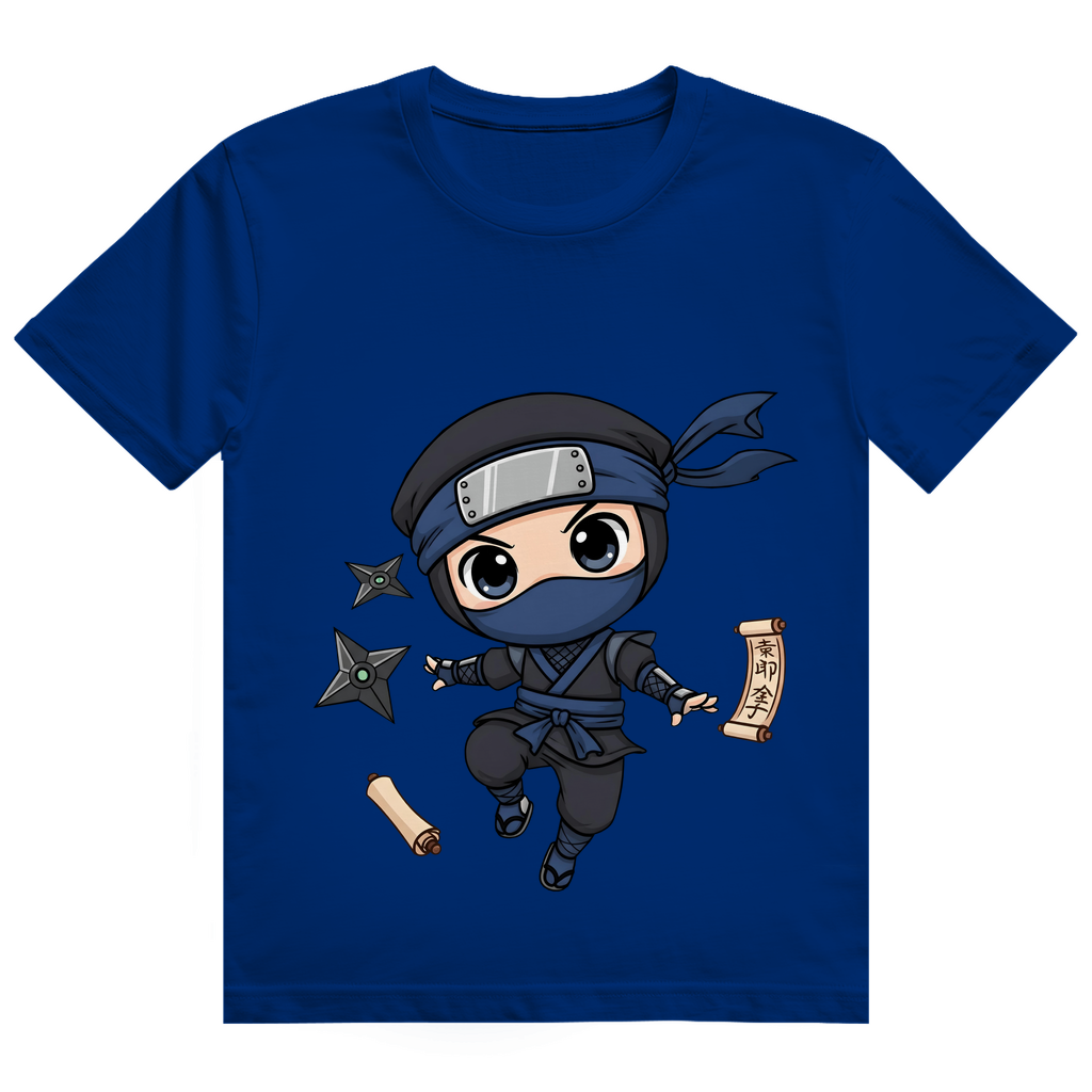 Herren Heavy Cotton T-Shirt Ninja Chibiki Shinobi scrolls and shuriken
