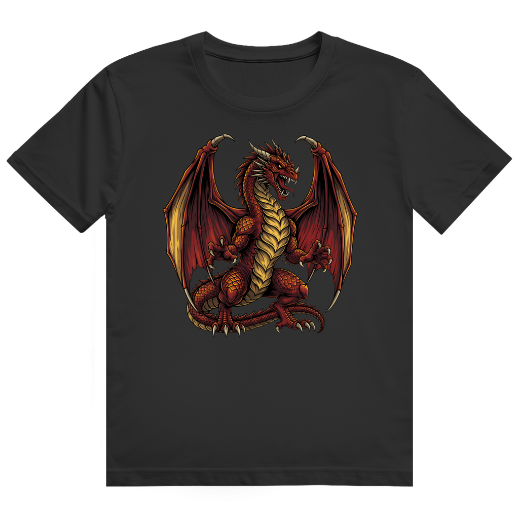 Herren Heavy Cotton T-Shirt Red Dragon _ Roter Drache