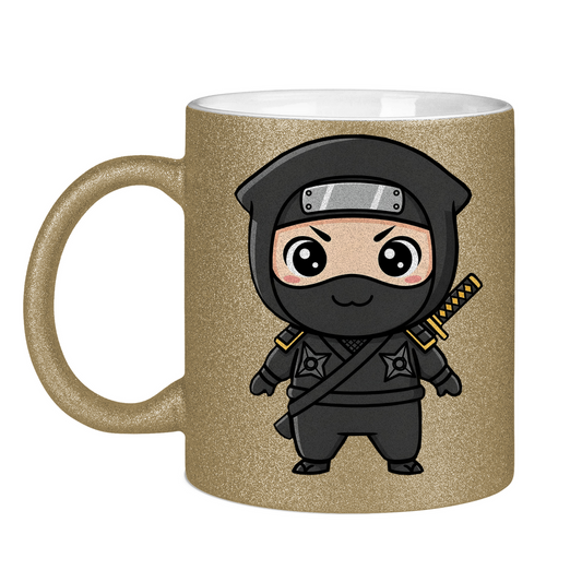 Glitzertasse Ninja Chibiki Shinobi black