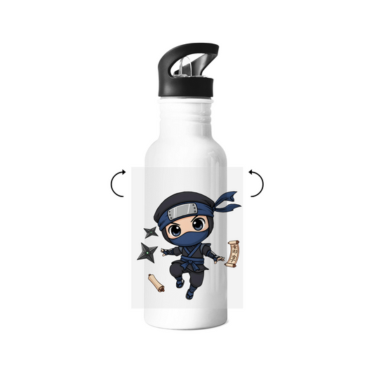 Edelstahl-Trinkflasche Ninja Chibiki Shinobi scrolls and shuriken
